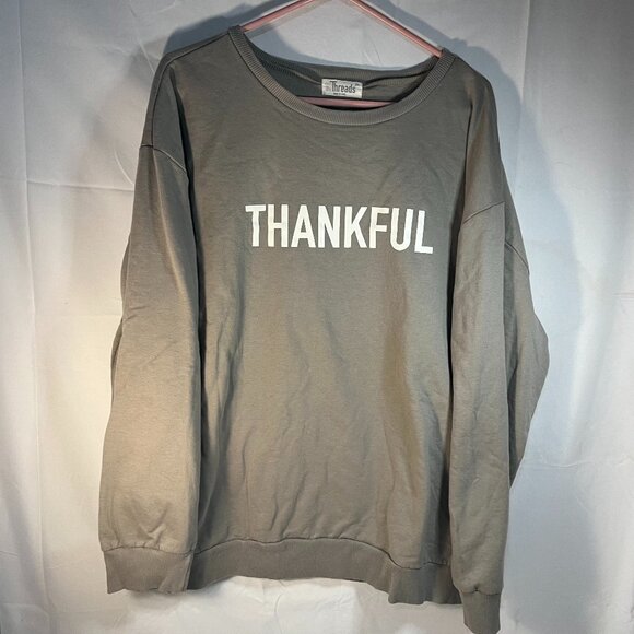 Thankful Women Sweat Shirt 2XL 10 Threads Taupe Sweatshirt Plus Size Preowned - Picture 1 of 3